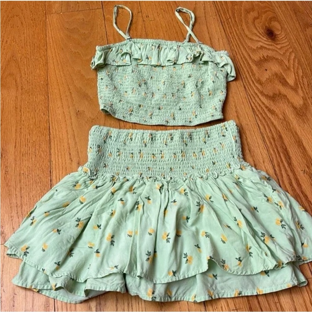 Green Floral Two-Piece Set